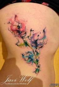 sivu vyötärö tilkkaväri väri kukka tatuointi malli