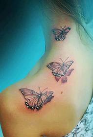 женски шал 3D татуировка на пеперуда