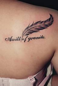 elegant shoulder feather tattoo