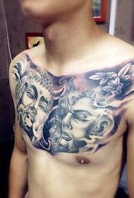 flor de menino bonito padrão de tatuagem no peito é muito bonito