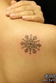 girls shoulder simple line snowflake tattoo pattern