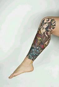 stylish flower leg tattoo