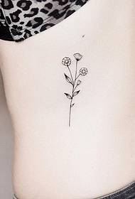 side waist girl small fresh flower tattoo pattern