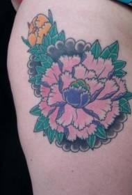 thigh pink flower tattoo pattern