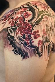pejzažna voda i grančica ličnost akvarel totem tetovaža tetovaža