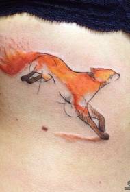 side belaş splash ink fox tattoo model 113505 - side waist splash ink pattern floral tattoo model