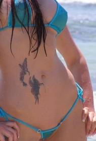 beautiful belly fairy and three butterfly tattoo designs