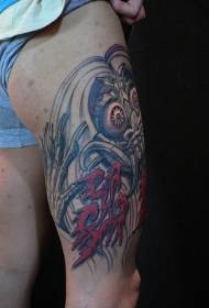thigh Japanese devil tattoo pattern