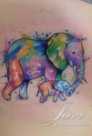 side Waist sexy color splash ink elephant tattoo pattern