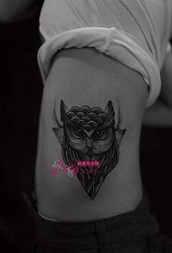 European and American style owl side waist tattoo