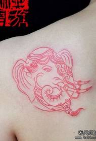 a girl shoulder line elephant tattoo pattern