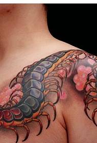 one over shoulder 3d 蜈蚣 tattoo tattoo is very realistic