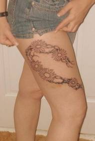 bacak basit diken çizgi çiçek dövme deseni