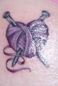 waist side color thread heart shape and nail tattoo picture