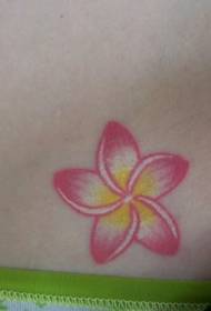 Waist-side colored delicate flower tattoo pattern