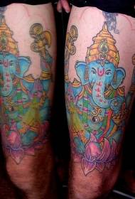 ithanga lendlovu eluhlaza okwesibhakabhaka unkulunkulu we-Ganesha tattoo iphethini