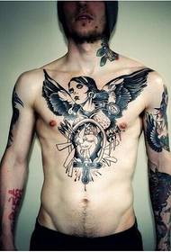 European boys and girls half-naked body personality beautiful portrait tattoo figure