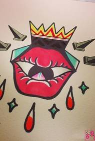 creative red lip eye tattoo manuscript picture