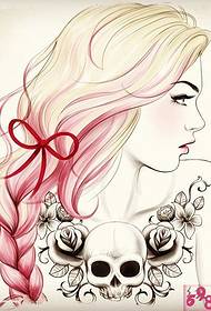 anime beauty chest skullTattoo with rose