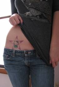 waist color five-pointed star and Hello Kitty tattoo picture