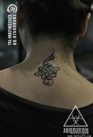 girls neck fashion trend totem four-leaf clover tattoo pattern