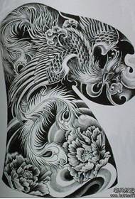 Chinese traditional tattoo element half-bow Danfeng Chaoyang Phoenix Peony tattoo manuscript pattern recommended