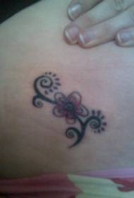 waist side simple curly flower tattoo picture