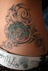 waist color curly ocean wind tattoo pattern