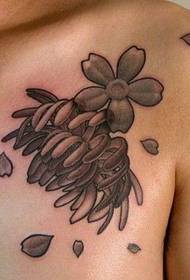 胸部菊花紋身圖案圖片