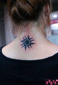 sun totem back neck tattoo picture