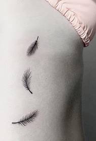 side waist feather personality small fresh tattoo pattern