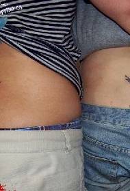 couple tattoo pattern: couple back waist wings cross tattoo pattern