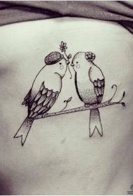 sānu jostasvietā mazs svaigu Eiropas un Amerikas putnu tetovējuma raksts