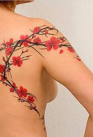 back shoulder plum blossom tattoo pattern