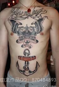 The classic chest and anchor tattoo pattern of the chest trend