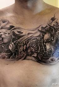 padrão legal de tatuagem de coelho e vaca bonito do homem