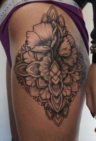 ຂາສີເທົາຮູບແບບ tattoo ງາມແບບ Floral