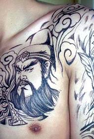 preto e branco meia tatuagem de Guan Yu e Zhao Yun