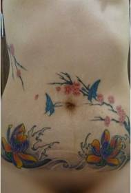 sexy beauty private parts above the flower butterfly tattoo picture
