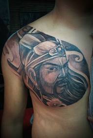 bypassing the shoulders of the traditional traditional Guan Gong tattoo pattern