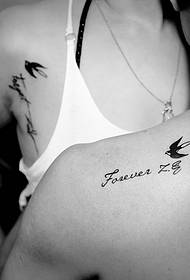 a simple little English couple tattoo on the shoulder