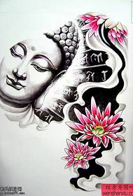 tattoo figure to share a black and gray half-headed Buddha head tattoo works