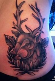 mbali m'chiuno European ndi American deer mutu tattoo tattoo