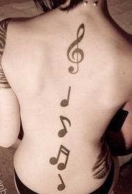 back personality black and white musical tattoo pattern