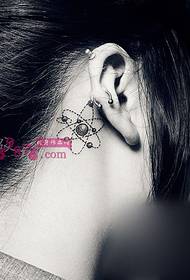 girls behind the ear black and white atomic creative tattoo
