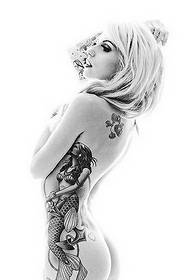Europe and America girl side waist mermaid tattoo pattern picture picture