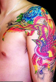 kendő színes főnix virág tetoválás minta