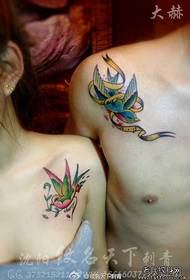 girls shoulders cute beautiful couple small swallow tattoo pattern