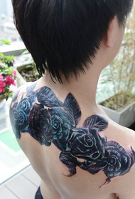 male glamorous handsome shawl rose tattoo pattern
