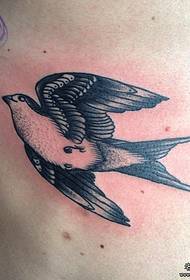 side waist school swallow black gray tattoo pattern